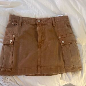 Re/Done Brown Mini Cargo Skirt